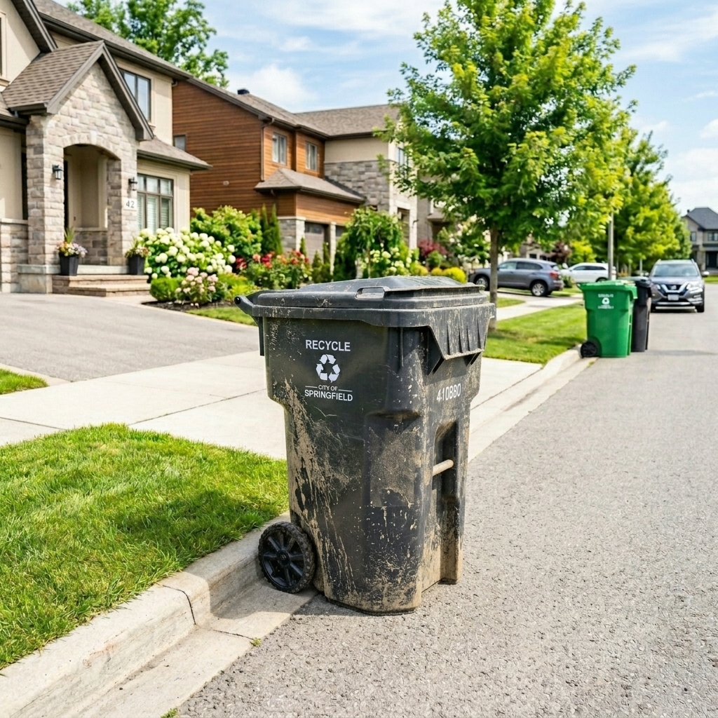 Extremely dirty garbage bin